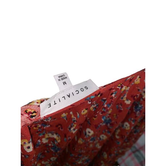 Socialite Red Floral print Off the shoulder Wide Sleeve Blouse M - Picture 5 of 6